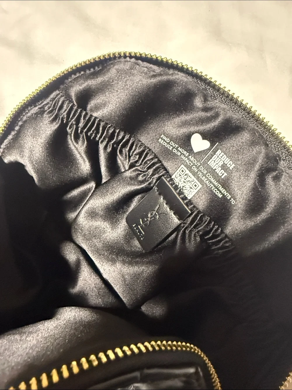 YSL Beauté Black Patent Cosmetic Pouch with Gold Hardware